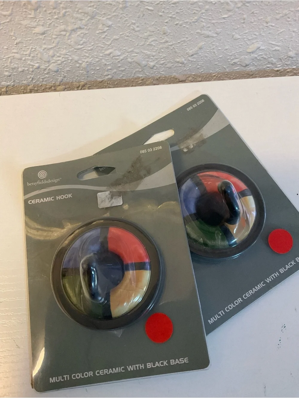 Vintage Set Of Two Hooks With Ceramic Colorblock primary 2003